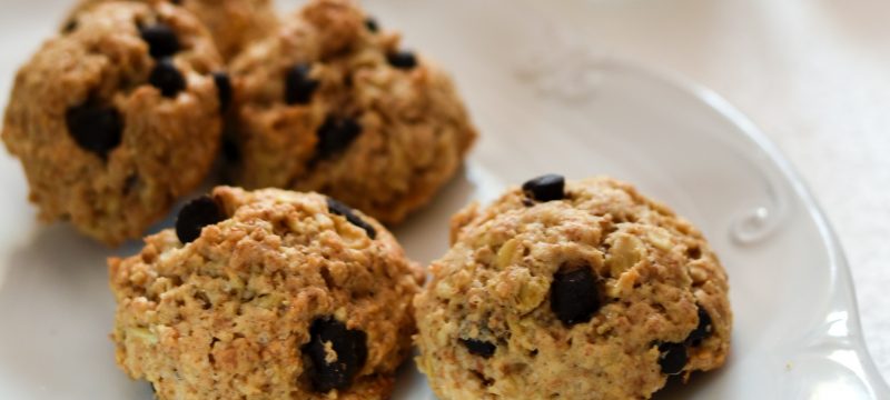 Galletas de avena, plátano y chocolate